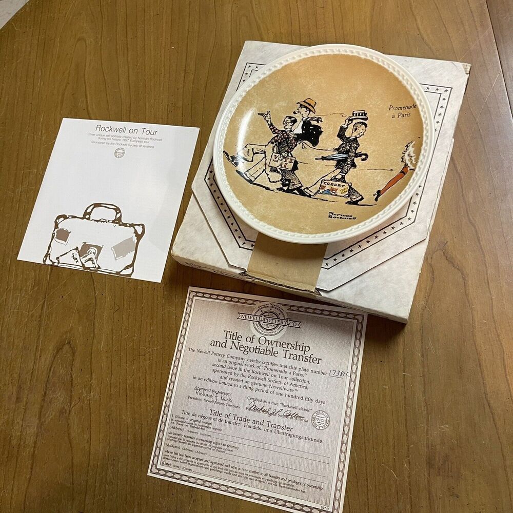 Norman Rockwell On Tour Collector Plate 1982 Promenade A Paris